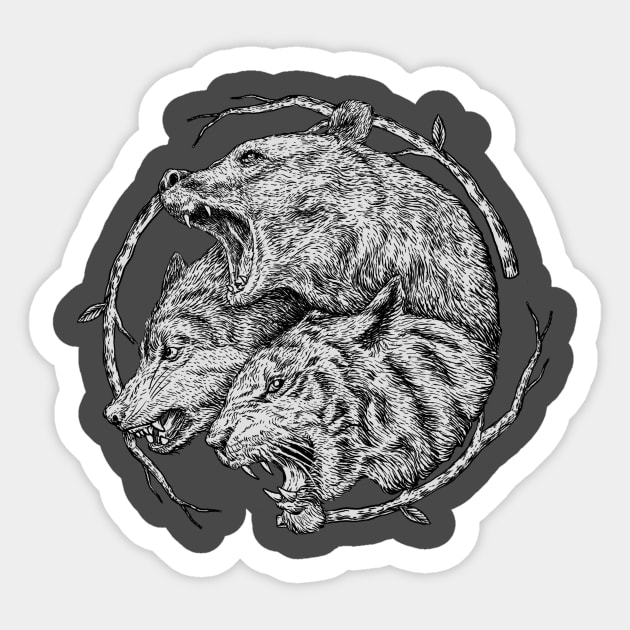 Bear, Tiger, Wolf (three Musketeers) Sticker by Arjanaproject